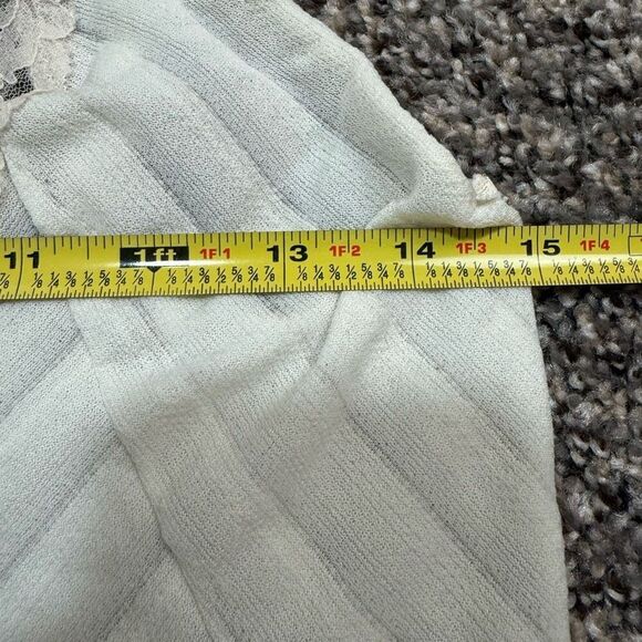 Vintage Sheer Panel Lace Lingerie Bodysuit V Neck Small Medium Stripe - Picture 6 of 7